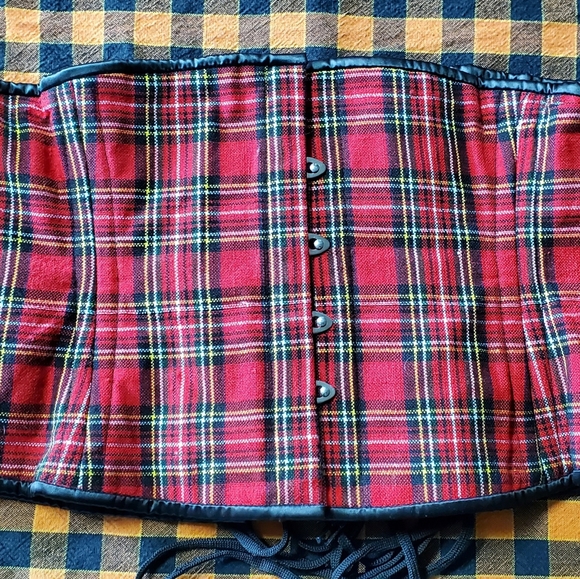Orchard Corset Red Plaid 411 Waist Steel Boned 36 - Picture 3 of 5